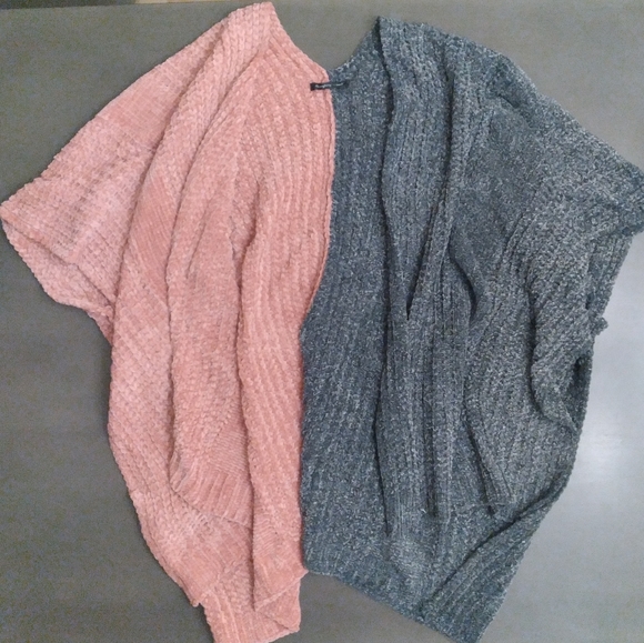 Pink & Gray Chenille Knit Kimono | Do Everything In Love | One Size - Picture 1 of 4